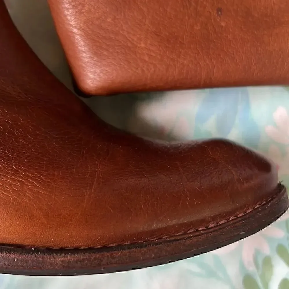 Frye Shirley Over the Knee Brown Leather Boots Cognac Color 8